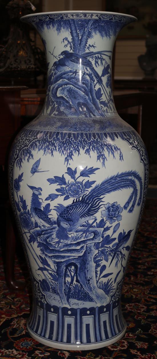 A pair of large Chinese blue and white vases